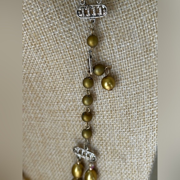 Vintage HongKong Earrings and Gold tone Beaded Necklace 2 strands - Picture 9 of 9